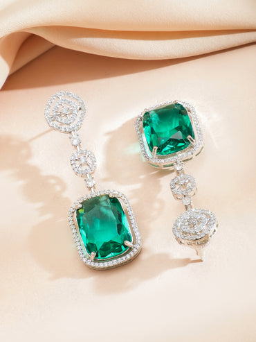 Green Gem & American Diamond Zirconia Luxury Necklace Set