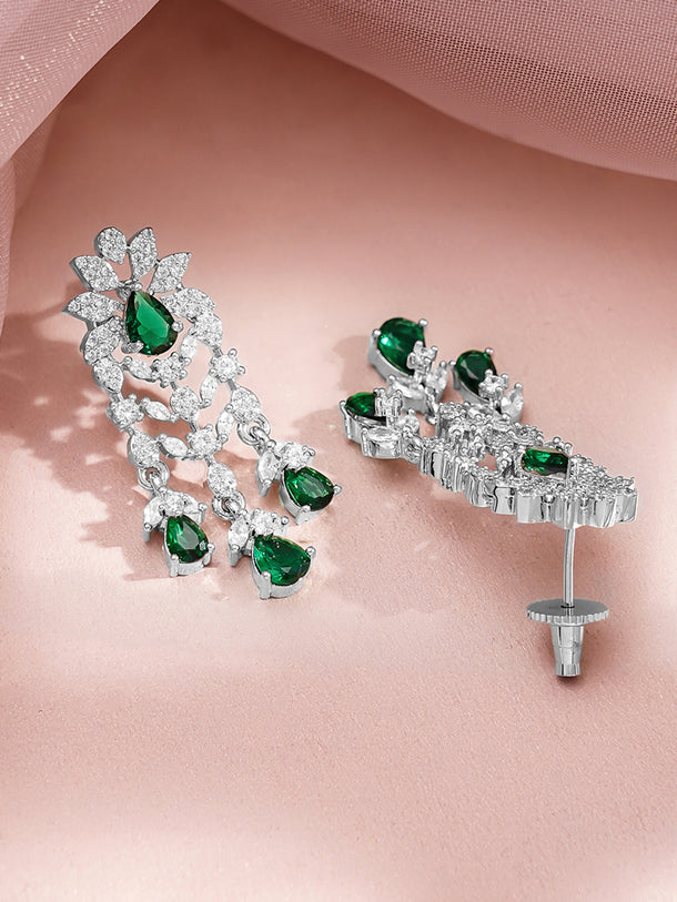 Green Teardrop American Diamond Zirconia Necklace Set