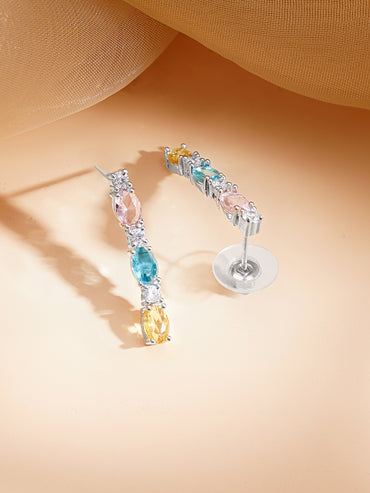 Rhodium Plated American Diamond Zirconia Multicolor Necklace Set