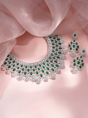 Green American Diamond Zirconia Necklace Set