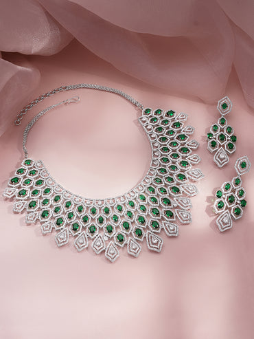 Green American Diamond Zirconia Necklace Set