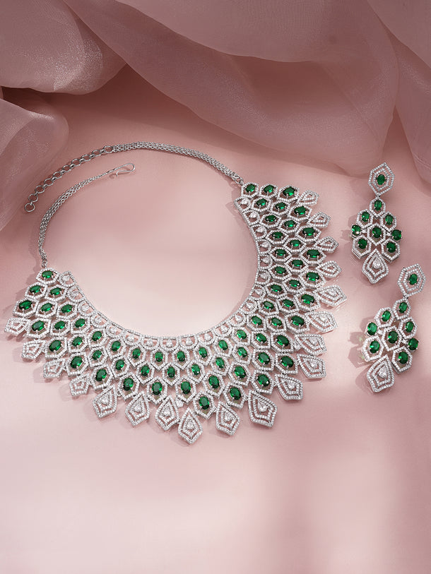 Green American Diamond Zirconia Necklace Set