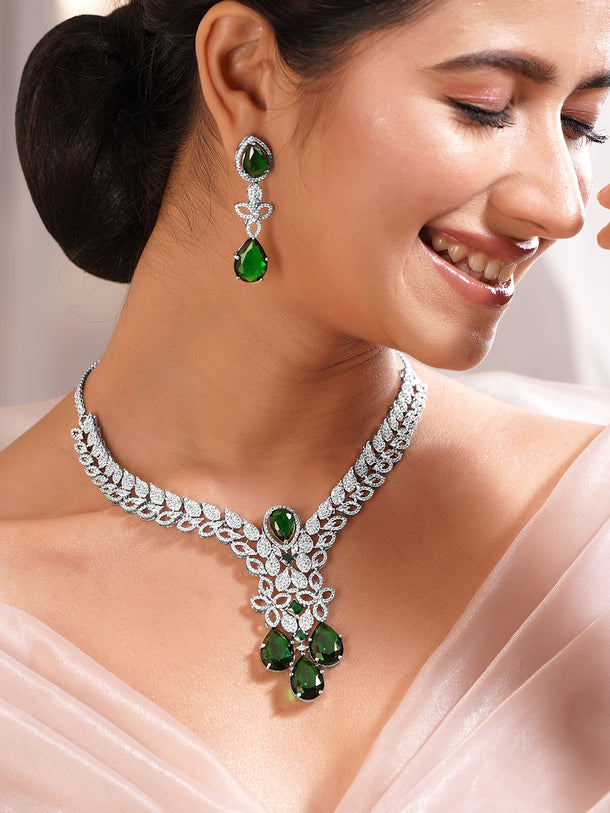 Premium Emerald Statement Necklace Set