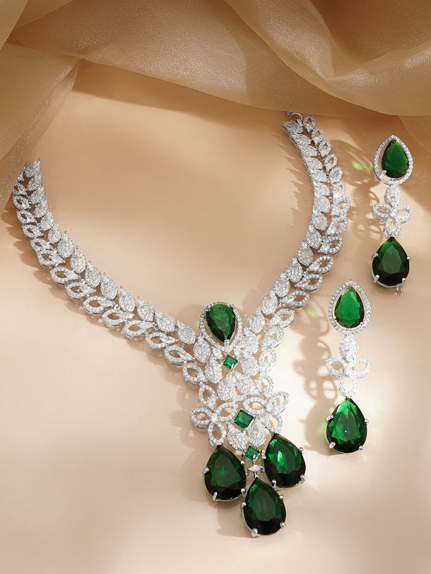 Premium Emerald Statement Necklace Set