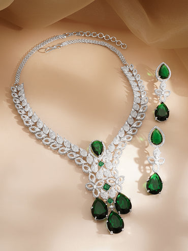 Premium Emerald Statement Necklace Set