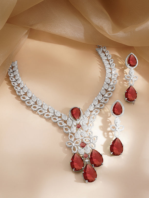 Ruby Glow Diamond Necklace Set