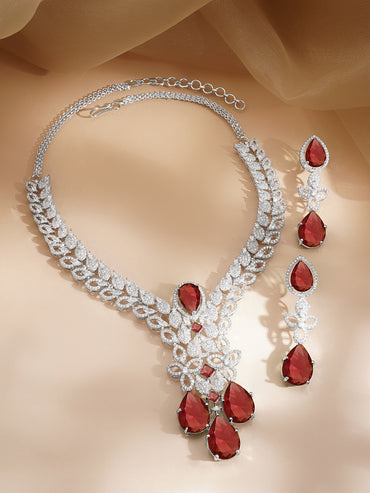 Ruby Glow Diamond Necklace Set
