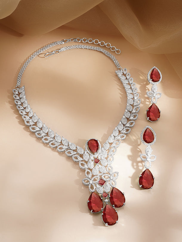 Ruby Glow Diamond Necklace Set