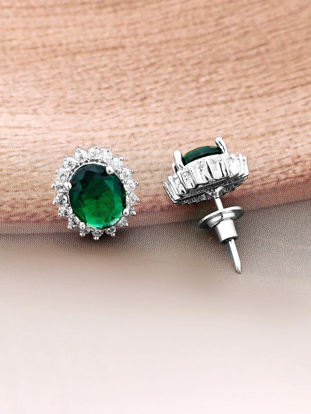 American Diamond Zirconia Emerald Green Necklace Set