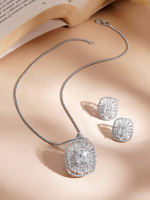Crystal Glow Minimal Statement Pendent Set