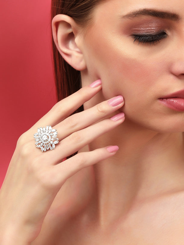 Stud Earrings In American Diamond Zirconia
