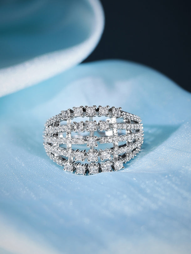 American Diamond Zirconia Layered Ring