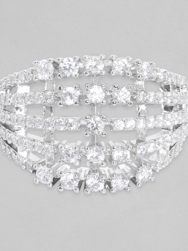 American Diamond Zirconia Layered Ring