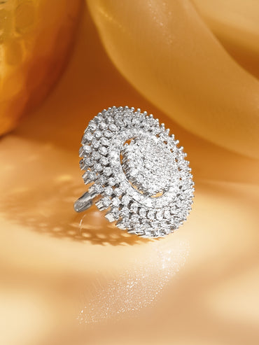 Cubic Zirconia Sunburst Cocktail Ring