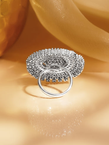 Cubic Zirconia Sunburst Cocktail Ring