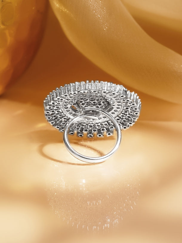 Cubic Zirconia Sunburst Cocktail Ring