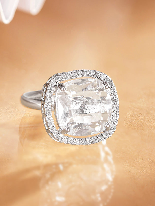 American Diamond Zirconia Cushion Cut Ring
