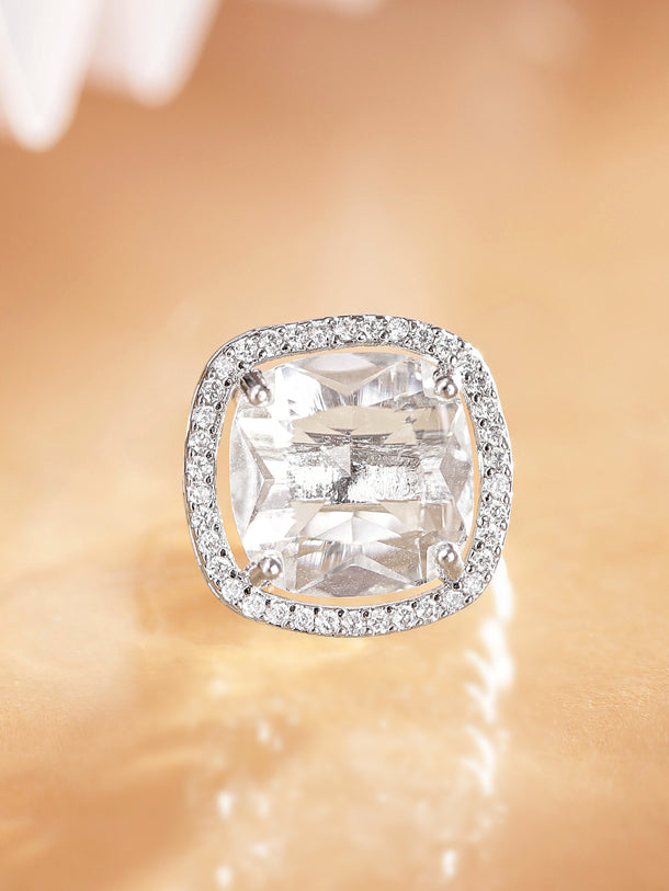 American Diamond Zirconia Cushion Cut Ring