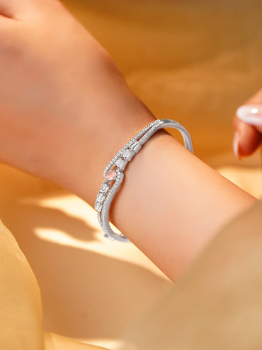Rhodium Plated American Diamond Zirconia Bracelet