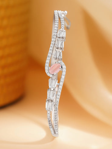 Rhodium Plated American Diamond Zirconia Bracelet