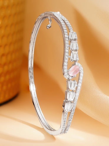 Rhodium Plated American Diamond Zirconia Bracelet
