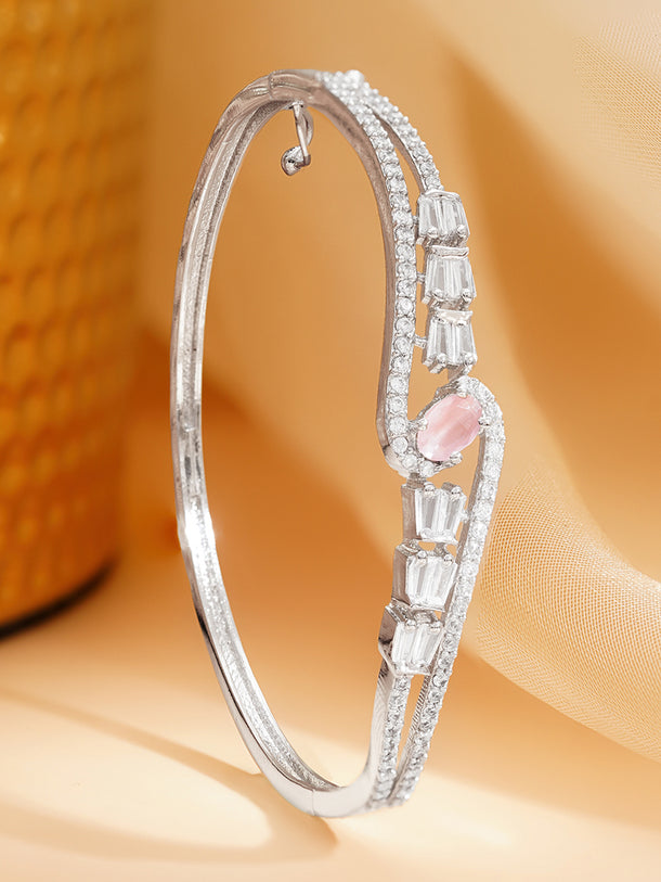 Rhodium Plated American Diamond Zirconia Bracelet