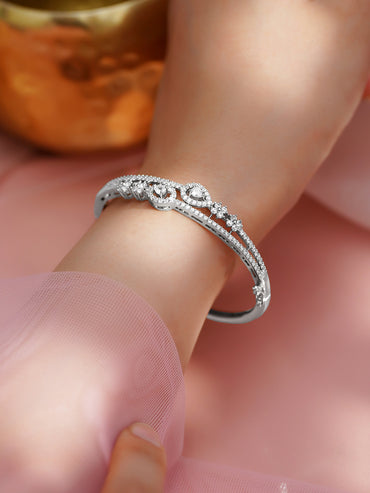 Rhodium Plated Cubic Zirconia Designer Bracelet