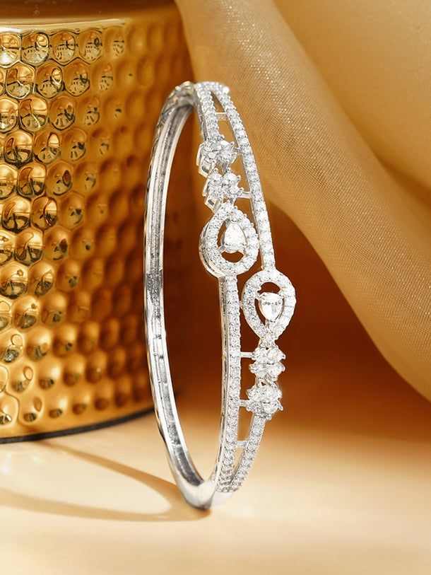 Rhodium Plated Cubic Zirconia Designer Bracelet