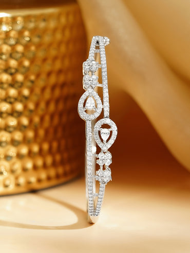 Rhodium Plated Cubic Zirconia Designer Bracelet