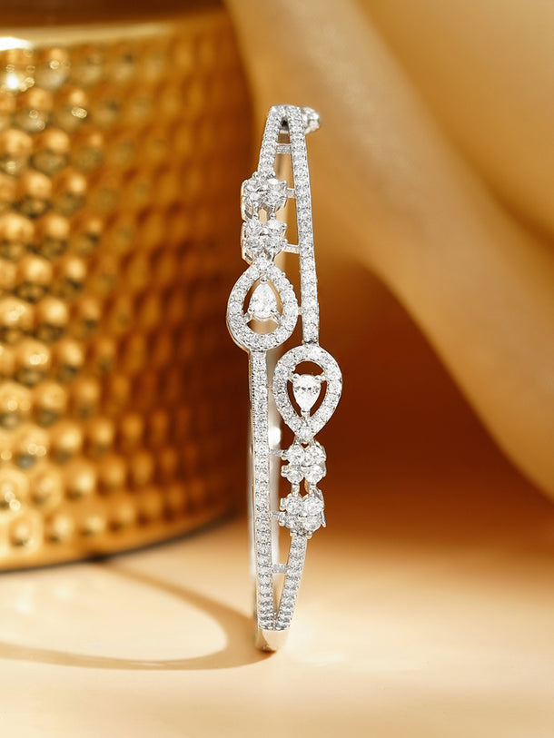 Rhodium Plated Cubic Zirconia Designer Bracelet