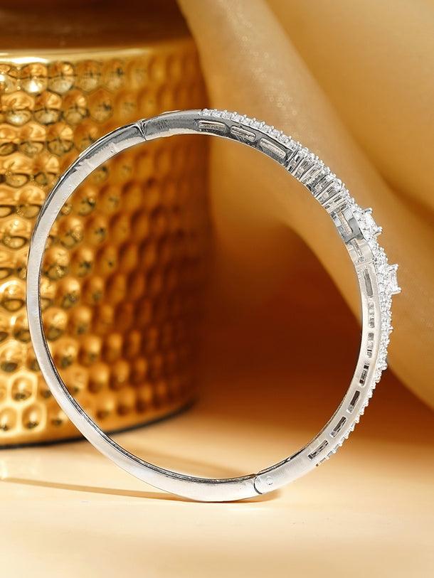 Rhodium Plated Cubic Zirconia Designer Bracelet