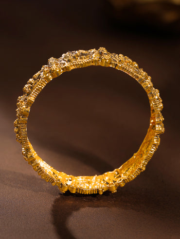 Gold Plated Temple Deity Carved Statement Bangles Set of 2