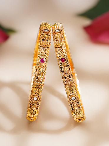 Rubans Set of 2 Gold Plated Laxmi Motif Bangles