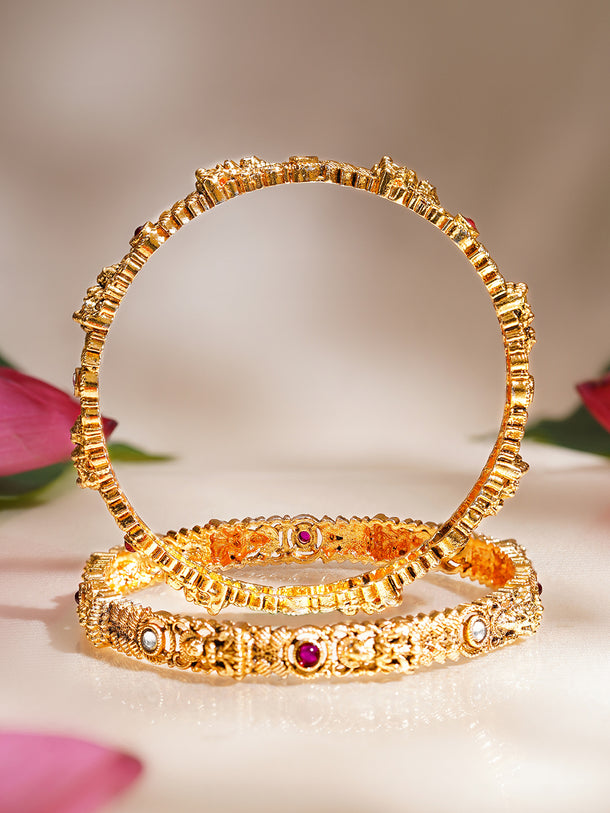 Rubans Set of 2 Gold Plated Laxmi Motif Bangles