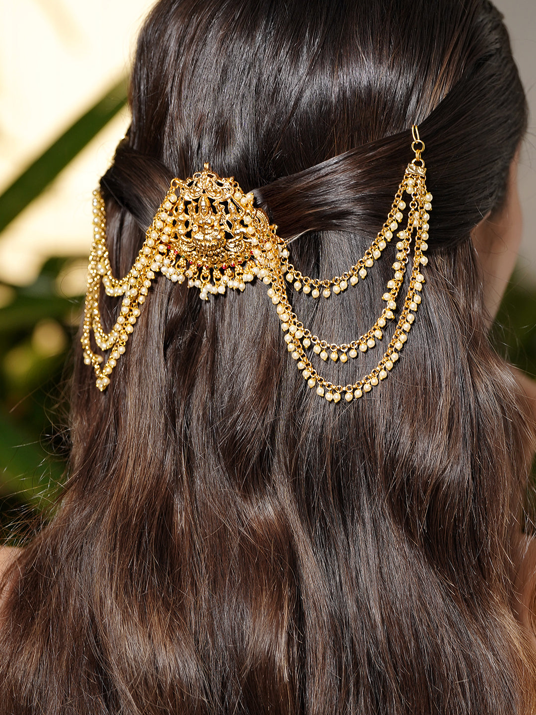 Rubans 18K Gold-Plated Dual-Toned Brass Long Cascading Cubic Zirconia Drop Earrings