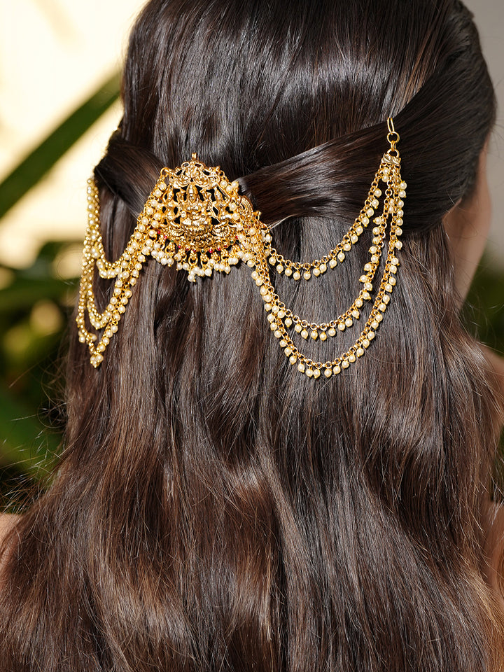 Rubans 18K Gold-Plated Dual-Toned Brass Long Cascading Cubic Zirconia Drop Earrings