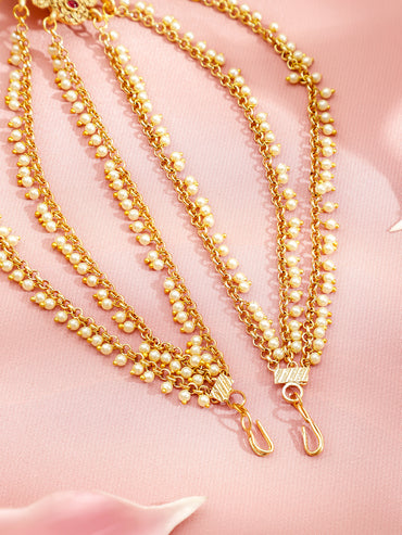 Rubans 18K Gold-Plated Dual-Toned Brass Long Cascading Cubic Zirconia Drop Earrings