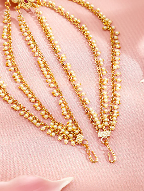 Rubans 18K Gold-Plated Dual-Toned Brass Long Cascading Cubic Zirconia Drop Earrings