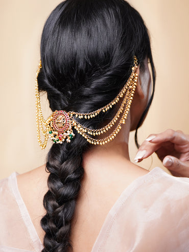 Bridal Pearl Drop Layers Temple Hair Accessory