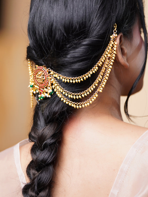 Bridal Pearl Drop Layers Temple Hair Accessory