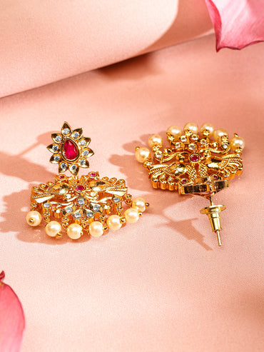 Captivating Red Gold Plated Choker Set