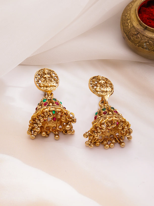 Peacock Motif Gold Drop Necklace Set