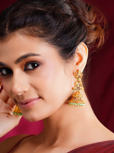 Divine Glow Temple Dome Jhumka Earrings