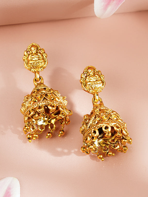 Gold Plated Ghungroo Drop Temple Jhumkas
