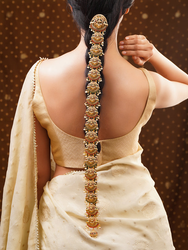 Gold Plated Royal Yali Antique Gold Temple Hair Accessory