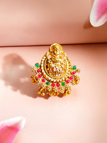 Gold Plated Divine Lakshmi Antique Gold Braid Hair Pin Set
