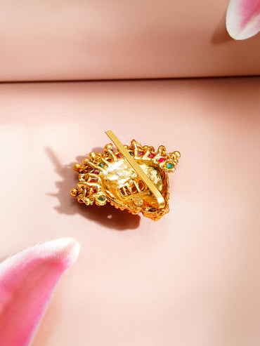 Gold Plated Divine Lakshmi Antique Gold Braid Hair Pin Set