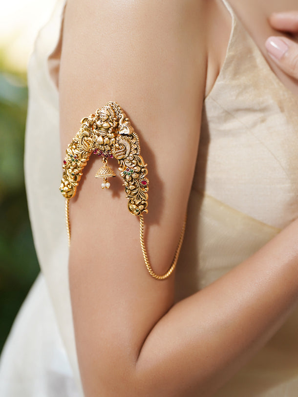 Rubans Women Brass Temple Gold-Plated Armlet Bracelet