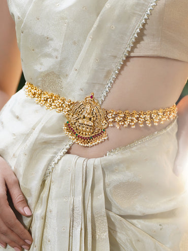Rubans Women 22K Gold-Plated Artificial Stones Studded Waist Chain Saree Accessories