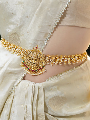 Rubans Women 22K Gold-Plated Artificial Stones Studded Waist Chain Saree Accessories